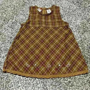 Vintage McKids Dress Infant Size 18 Months Brown Zip Up McDonald’s Girls Y2K